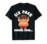 Men Funny Gym Six Pack Coming Soon Cartoon Design T-Shirt