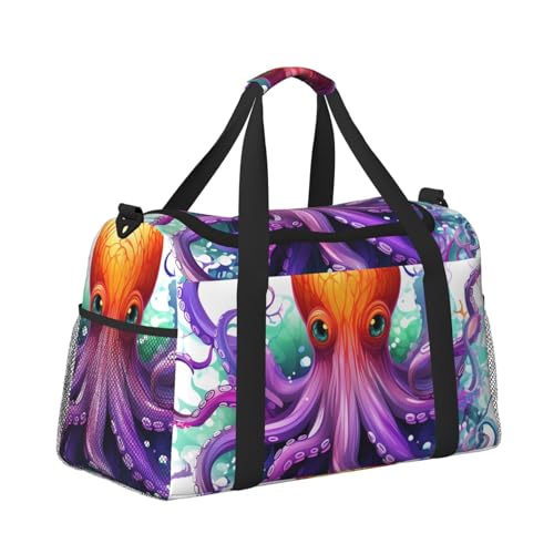 Colorful Octopus Travel Duffel Bag Lightweight Waterproof Carry On Tote Bag Foldable Weekender Overnight Bags Sport Gym Bag For Women Men3
