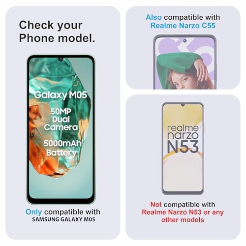 Image of Tempered Glass Screen Protector Compatible for Samsung Galaxy M05 with Edge to Edge Coverage and Easy Installation Kit
