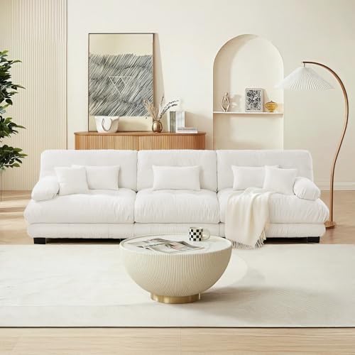 Image of SoarFlash 133.8 inch Sectional Sofa 3 Seat Couch, L Shaped Modern Sofa with Solid Wood Legs, Couches Sofas for Living Room Apartment, Comfortable Small Couches for Small Spaces, White