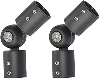 SagaSave Window Corner Curtain Rod Connector, Adjustable Curtains Rods Elbow Connector, 19mm Round Pole Joint, Stainless Steel, Black, Pack of 2