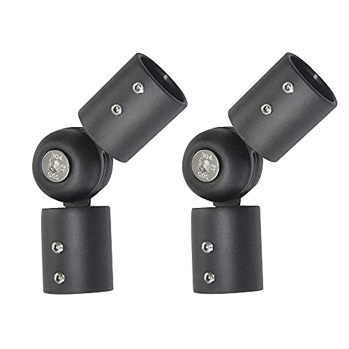 Window Corner Curtain Rod Connector, Adjustable Curtains Rods Elbow Connector, 19mm Round Pole Joint, Stainless Steel, Black, Pack of 2