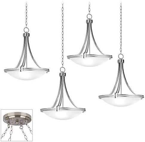 Possini Euro Design Deco Brushed Nickel Silver Hanging Swag Chandelier Lighting Modern Marbleized Glass 4-Light Fixture for Dining Room Living House Home Foyer Kitchen Island Entryway Bedroom