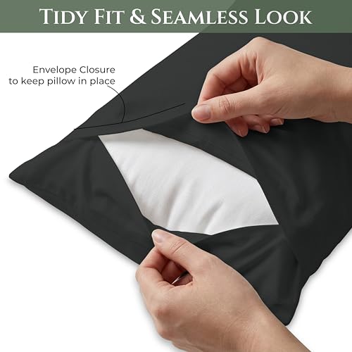 Image of Royale Linens 100% Cotton Pillow Cases King Size Set of 2 - Percale Pillowcase - Black Pillow Cases Super Soft Cooling & Breathable Hotel Cotton Pillowcases, Fits King Pillows (20 inchx40 inch, Black)