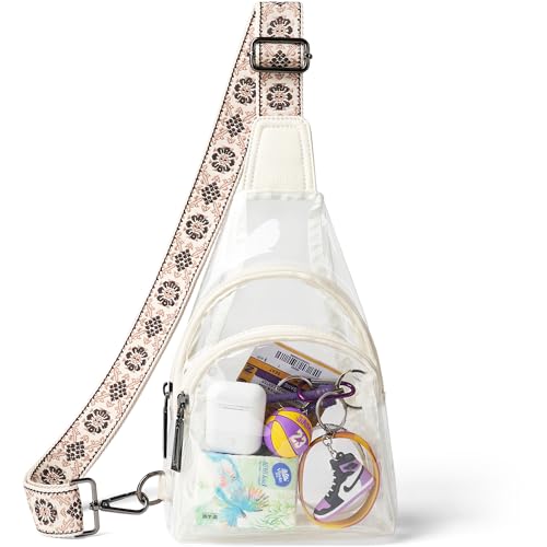 Image of LATMAP Clear Bag for Stadium Events 12x6x12 Clear Purse with 3-Zipper Pockets Crossbody Handbag Tote for Concerts Sports