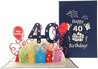 iGifts And Cards Happy 40th Birthday With Lots of Presents 3D Pop Up Greeting Card - Forty, Awesome Gift, Cute, Fun, Unique, Special Occasion, Celebration, Husband, Wife, Best Friend, Congratulations