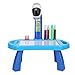 Kinder Reißbrett Projektor Malerei Set Kinder Tisch Projektor Zeichnung Set mit 4 verschiedenen Bildscheiben 8 Farbstifte Früherziehung Spielzeug Handwerk Geschenk für Kinder Kinder (Blau)