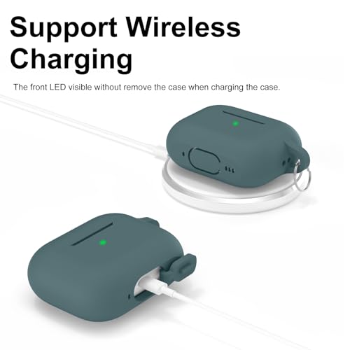 Image of for AirPods Pro 2nd 1st Generation Case Cover with Keychain, Protective Soft Silicone Skin Accessories for Apple AirPods Pro Charging Case 2022 /2019, Front LED Visible, Gray Blue