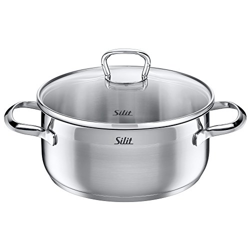 Silit Toskana Kochtopf klein 20cm, Glasdeckel, Bratentopf Induktion 2,5l, Edelstahl poliert, unbeschichtet