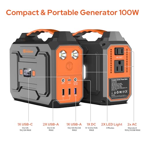 ZeroKor-Portable-Power-Station-100W-110V-Portable-Power-Pack-with-AC-Outlet-Portable-Solar-Generator-146Wh-External-Battery-with-DC-USB-C-QC30-for-Camping-Home-Use-RV-VanLifewithout-Solar-Panel