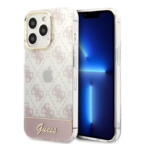 Guess GUHCP14MHG4MHP Coque Rigide pour iPhone 14 Plus 6,7" Rose/Rose 4G Motif Script Noir