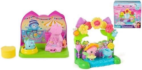 Gabby's Dollhouse Bundle: Kitty Narwhal's Carnival Room & Queen Kitty Fairy's Garden Balcony with Toy Figures, Surprise Toys & Dollhouse Accessories