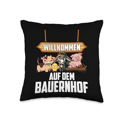 Willkommen Auf Dem Bauernhof Farmer Cute Animals Farm Throw Pillow -  merch_template, 0GFW1N59VFNUS_16X16