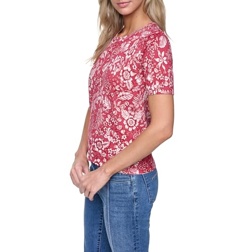 Image of Nautica Women's Crew Neck Solid Short Sleeve Sweater