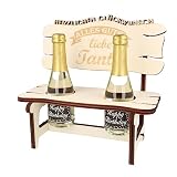 XXL Echtholz Proseccobank mit Gravur Liebste Tante|Holzbank mit 2 Proseccoflaschen|Hochzeitsgeschenk für Brautpaar|Trinkspruch |Geschenke Paare|Geschenk für Pärchen|Geburtstag|Jubiläum Proseccobank