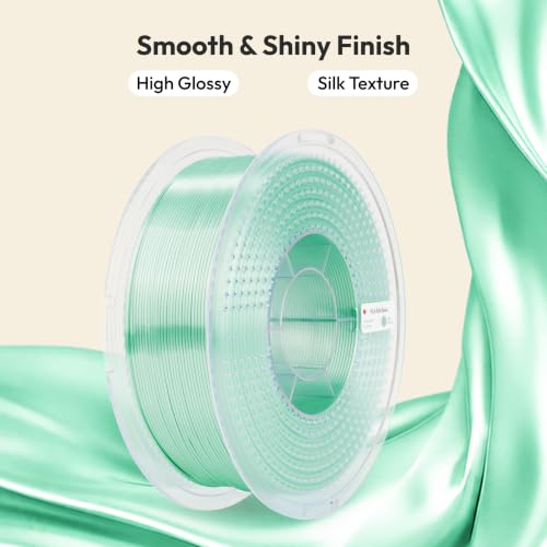 Image of AMOLEN Silk PLA Filament 1.75mm 3D Printer Filaments, Shiny Mint Macaron Green Filament for 3D Printing, 1kg(2.2lbs) Spool, Compatible with Most FDM Printer