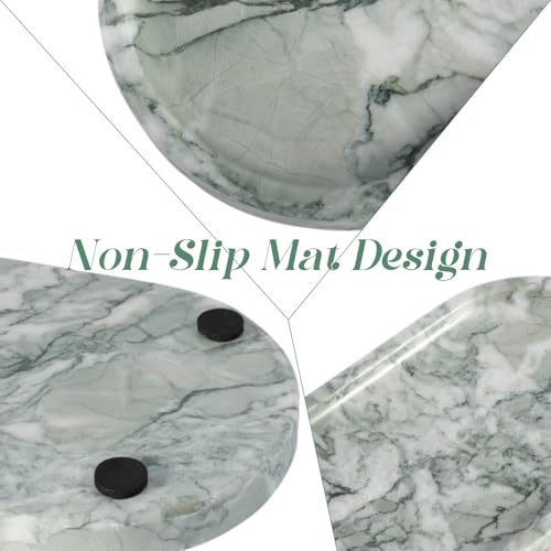 Image of Koville Marble Bathroom Tray for Countertop, Vanity Tray Stone Trays for Decor, Natural Marble Decorative Tray for Dresser Organizer, Storage Trays for Perfume, Jewelry, Cosmetics(Retro Light Green)