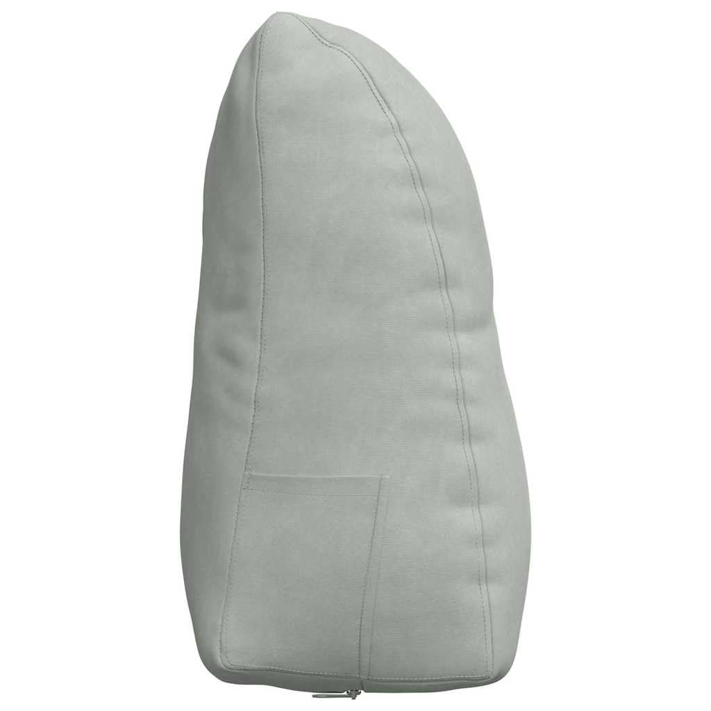 Cojín de espalda gris claro, 45 x 24 x 50 cm, terciopelo con soporte lumbar ergonómico, funda extraíble y práctico bolsillo lateral para oficina, sofá y cama