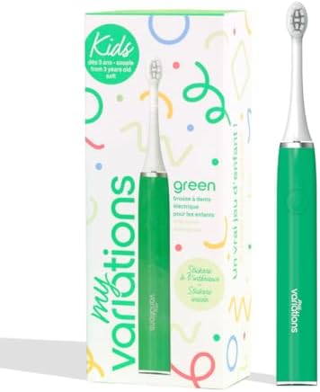 My Variations ® - Brosse à Dents Électrique Enfant - Technologie Sonique - 1 Mois d'Autonomie - Rechargeable - Recommandée par les Dentistes - 2 Modes - Minuteur 2 Min Intégré - 3 à 12 ans - Verte