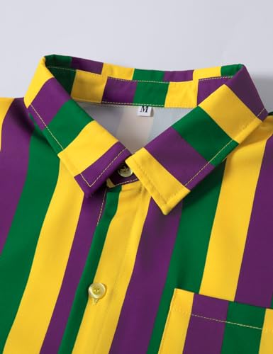 COSLAND Boys' Mardi Gras Button Down Shirt, Kids Novelty Striped Top, X-Small-Large4
