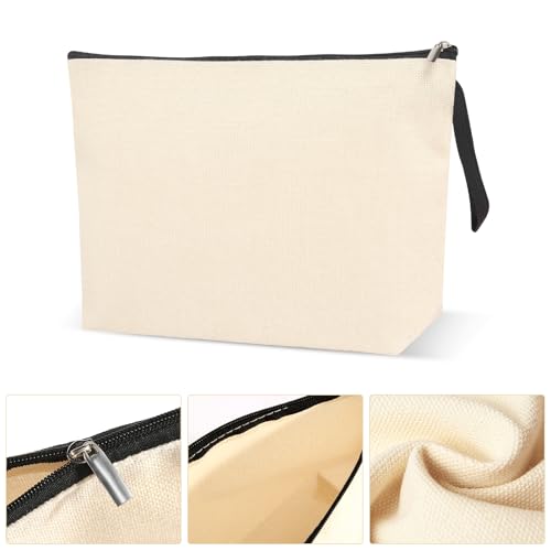 4 Stück Kosmetiktasche zum Bemalen, DIY Blanko Stoff Federmäppchen, Kosmetiktasche Klein, Stoffbeutel zum Bemalen, Stoffbeutel mit Reißverschluss, Make up Bag