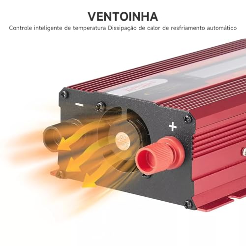 LuxLam Inversor de Potência Solar 4000W, 12V para 220V, Onda Senoidal, Conversor com Visor LED