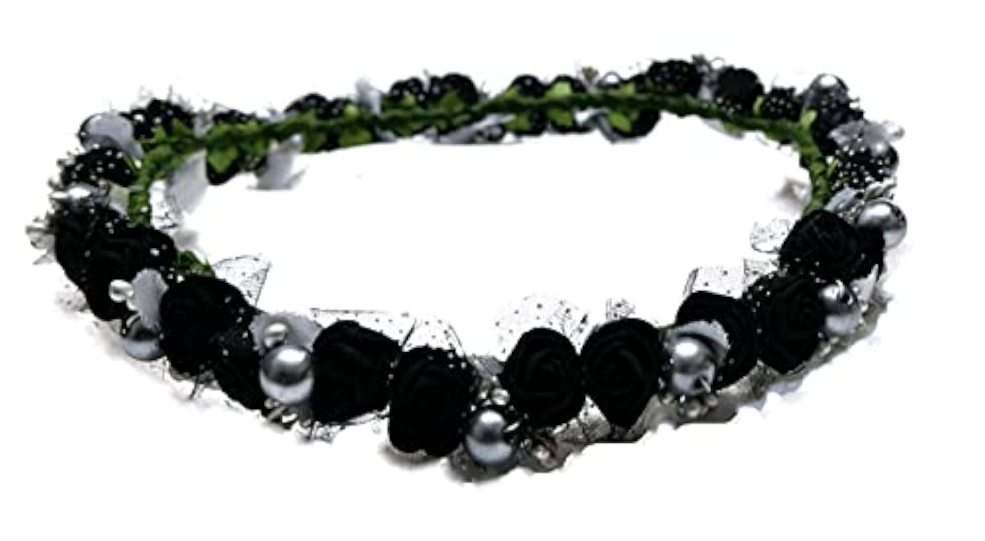 Women's Black & Silver Floral Tiara for Hair Accessories