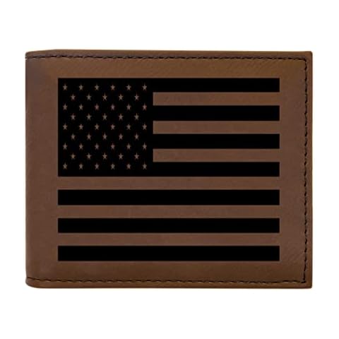 Rogue River Tactical USA American Flag Men's Leather Bifold Wallet RFID Gift For Him Dad Father United States Billfold Patriotic, Brown, Usa Flag Leather Wallet Cover