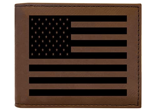 Rogue River Tactical USA American Flag Men's Leather Bifold Wallet RFID Gift For Him Dad Father United States Billfold Patriotic