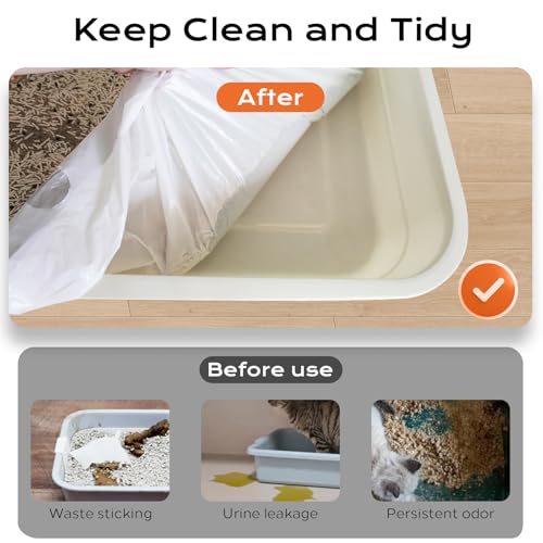 MUGVELL Forros de caixa de areia para gatos, resistente, resistente a rasgos e vazamentos, cordão fe