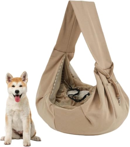 Uranus ペットスリング ハンドバッグ 小型犬 通気性ハーネス 犬猫対応 犬用ハーネス ペット用品 猫用ペットバッグ スリングバッグ 安心設計 メッシュネット 斜めがけバッグ お出かけ便利アイテム ペットキャリー調節可能、ポケット付き、ポップアップ防止