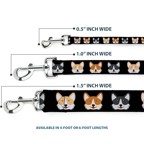 Laisse de créateur Corgi 3-Faces Noir Buckle Down nylon haute densité - 4