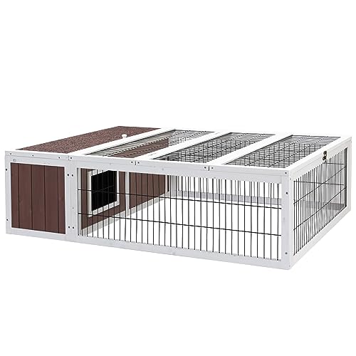 wooden rabbit hutch with outdoor run