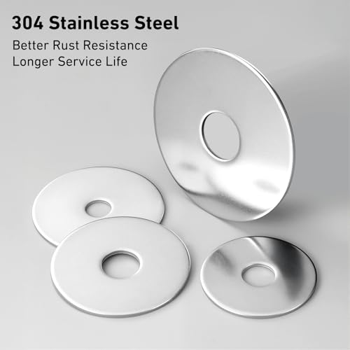 BNUOK 23PCS 1/4\" x 2\" Fender Washers, 304 Stainless Steel 18-8, Thickened 1/4 Fender Washer,1/4\" ID x 2\" OD - Thumbnail 3