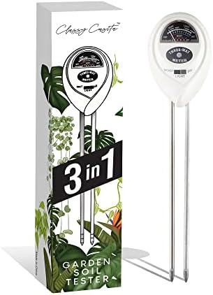 Classy Casita 3-in-1 Garden Soil Tester- Three Way Plant Soil Test Kit to Measure Soil Moisture, pH-Value, and Sunlight, Indoor and Outdoor Measuring Tool for House, Garden, Lawn,& Farm, White.