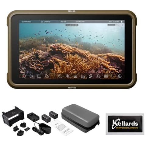 Atomos Ninja 5.2" 4K HDMI Recording Monitor Bundle with Atomos 5" Accessory Kit for Shinobi, Shinobi SDI and Ninja V Monitors and Anti-Static Screen Cleaning Wipes (5-Pack) Cover