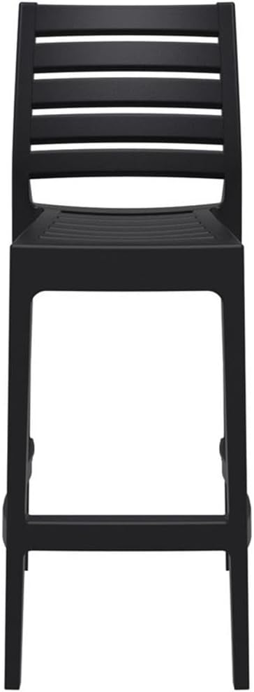 Pemberly Row 29.5" Outdoor Stackable Resin Bar Stool in Black - Set of 2