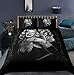 Set di Biancheria da Letto Microfibra in 5 Pezzi 3D Black Marilyn Monroe Stampa ,Completo Copripiumino Matrimoniale 1X Completi Copripiumini con Chiusura a Cerniera Nero+4 Federe Cuscini Letto