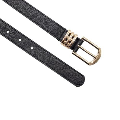 Cinto Feminino 2cm Fivela e Passador Dourado Trabalhado (Preto)