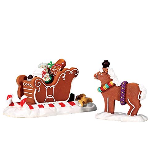 Lemax Santa's Sleighride Porcelain Village Accessory Multicolor Resin 2.28 in. 2 pk