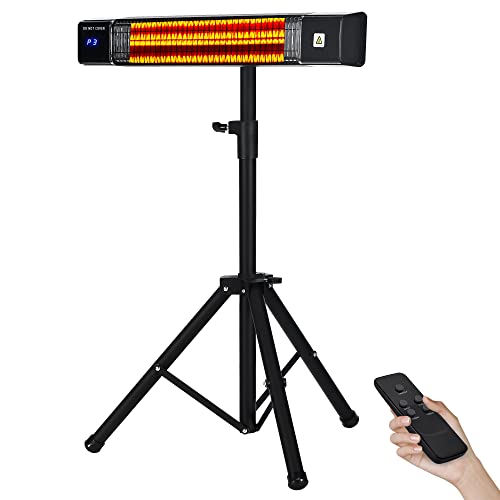 Amazon.com : Uthfy Patio Heater with Tripod Stand,Electric Heater with  Carbon Fiber Tube for Garage Backyard with IP44 Waterproof Remote Control  24H Timer Overheating Protection, Black, 10.4 * 10.4 * 34.4 inches :