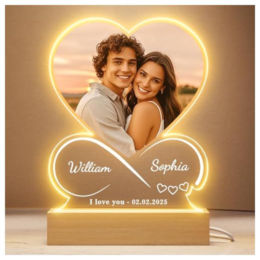 iDIY Personalisierte Bilderrahmen mit LED Foto - Geschenk für Sie Ihn Valentinstag - Personalisierte Geschenke Frauen Männer Partner - Fotogeschenke für Paare Freund Freundin Jahrestag