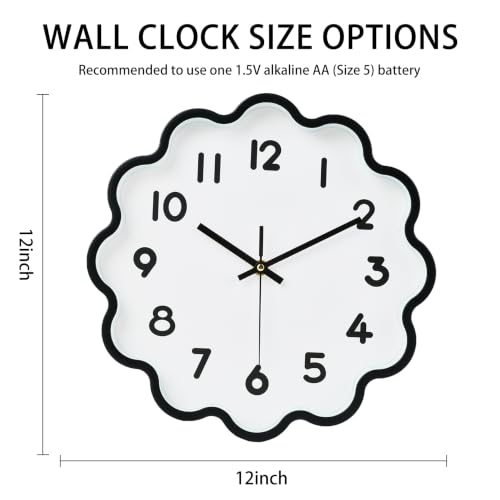 Image of HZDHCLH Wall Clocks Battery Operated 12 Inch Cloud Shaped Wall Clock Silent Non Ticking Modern Decorative Clock with 3D Numbers for Bedroom Living Room Nursery Classroom Black