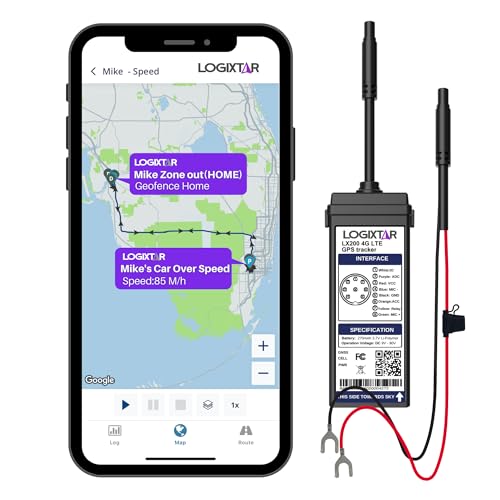 Logixtar LX200MB Battery Mounted GPS Tracker, Worldwide Coverage 4G LTE Cat M1/NB1 Real-Time GPS, from $7.99 Monthly Billed biannual, Get alerts, History Free iOS and Android App.