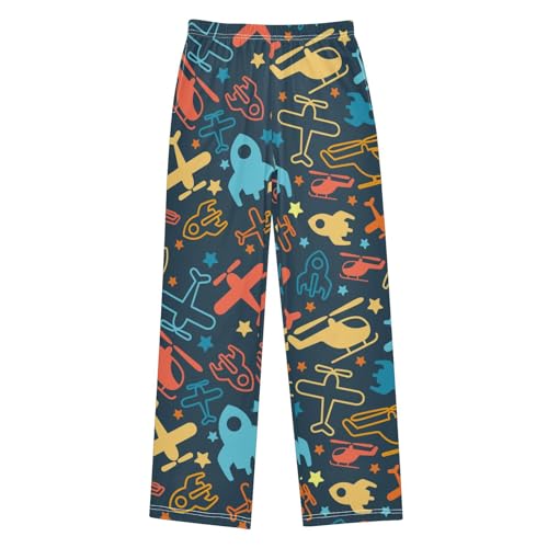 ZZXXB Helicopter and Star Boys Long Pants Soft Trousers Elastic Waist Kids Lounge Bottoms with Pockets S-XL