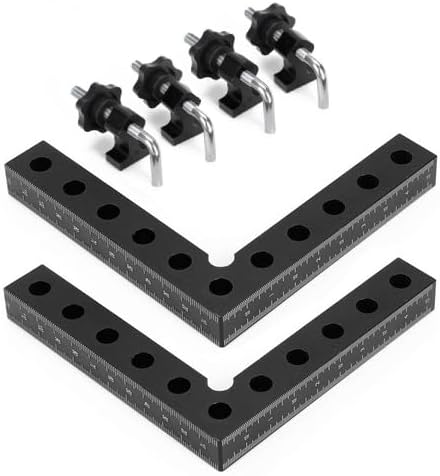 90&deg; 位置合わせスクエアー アルミニウム合金 L型 コーナークランプ 画像フレーム、キャビネット、ボックス、引き出し用 1 set