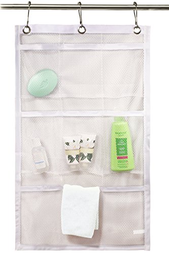 Shower Curtain Bathroom Organizer -9 Pockets- Perfect For Organizing Your Home Bath. Organize Your Toiletries And Kid’s Toys In Nine Durable Deep Mesh Pockets. Hang On Existing Shower Curtain Rings. #TOP4