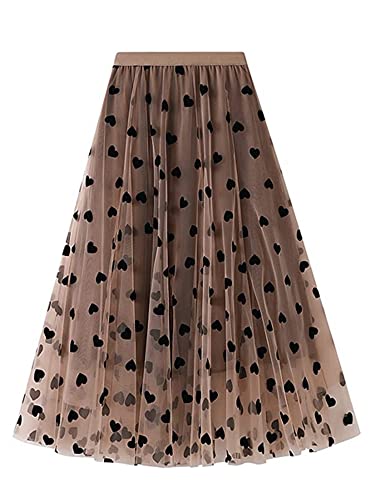 Dubute Damen Tüllröcke, hohe Taille, mehrlagig, gepunktet, A-Linie,...