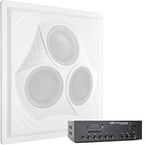 Pure Resonance Audio VCA8 Ceiling Tile Speaker Bundle with MA30BT 30 Watt Bluetooth Mixer Amplifier and Speaker Wire - Classroom Sound System (3 Items)