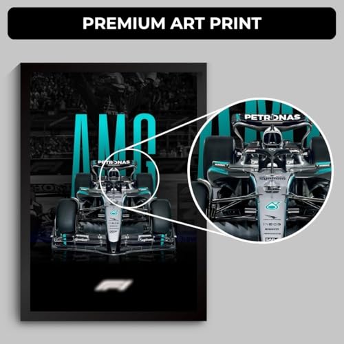 Image of Funk You Store Mercedes AMG F1 Poster | Framed Mercedes F1 Car A4 Sized (31 x 23 cm) | Lewis Hamilton Poster | AMG Car Posters for Wall, Gift for Boys, Formula 1 Frame | Formula 1 Frames (F 024)